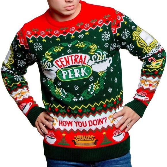 Friends Central Perk Ugly Christmas Sweater, Mens size Medium New with Tags - Picture 1 of 11